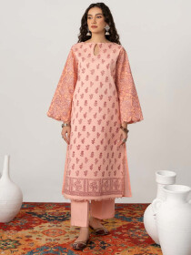Women Peach Pink  2 Piece Stitched Suit