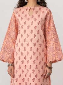 Women Peach Pink  2 Piece Stitched Suit