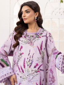 Women Purple Bloom Unstitched Three PCs Suit