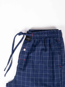 Men Soft Navy & White Checked Relaxed Cotton Pajama