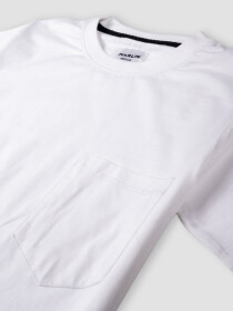 Men Classic White T-Shirt with Chest Pocket – 100% Cotton