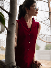 Women Solid Red Co-Ord Set - Heuora