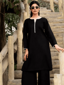 Women Solid Black Co-Ord Set - Monova