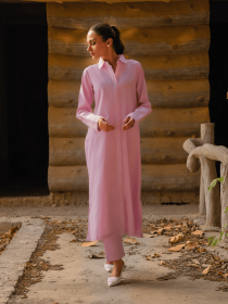 Women Solid Pink Co-Ord Set - Monera