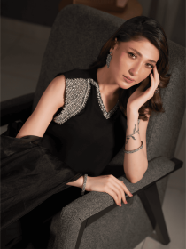 Women Black  3 Piece Stitched Suit - Aureya