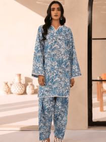 Women white blue Co-Ord Set - Breeezy Edit