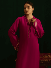 Women Pink 2 Piece Stitched Suit - puce