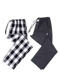 Men Black & White Cotton Pajamas - Pack of 2