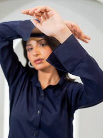 Women French Navy Long Dress