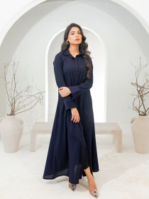 Women French Navy Long Dress