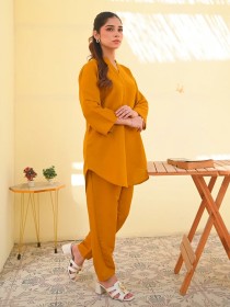 Women Mustard Two Piece Dress