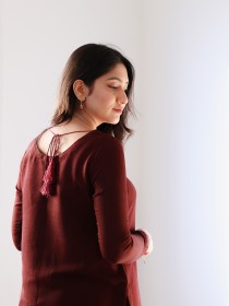 Women Maroon Two Piece Dress