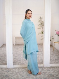 Women Cyan Farshi Shalwar Set