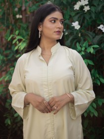 Women Lemon Yellow Two Peice Dress