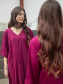 Women Magenta Two Peice Dress