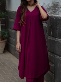 Women Magenta Two Peice Dress