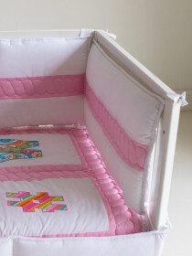 Pink/White 10 Pcs Cot Bedding Sets- BABE