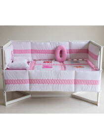 Pink/White 10 Pcs Cot Bedding Sets- BABE