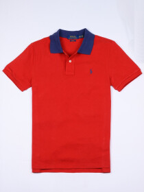 Big Kids - Cotton Mesh Polo Shirt - Red