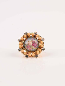 Stylish Multicolour Flower Gold Plated Ring