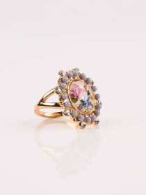 Stylish Multicolour Flower Gold Plated Ring