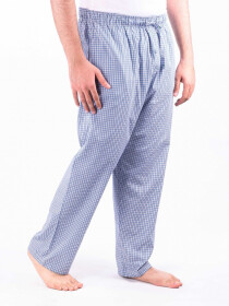 Light Blue and White Check Cotton Baggy Pajamas