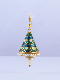 Bell Shape Meenakari Tassel Jhumka