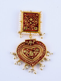 Red Kundan Meenakari Earrings