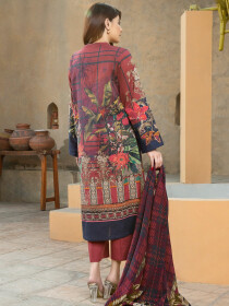 Multi Colored Embroidered Winter Cotton 3 Piece Suit