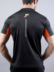 Black/Orange Athletic Fit Men's T-Shirt & Shorts
