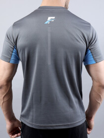 Grey/Sky Blue Athletic Fit T-Shirt & Shorts