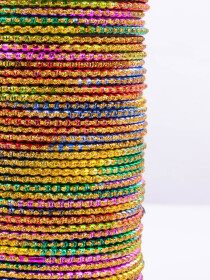 Multi Colored Rangoli Aluminium Bangles (12 Pieces Set)