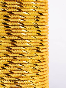 Gold Glitzy Aluminium Bangles (12 Pieces Set)
