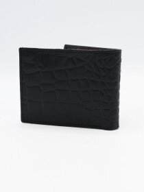 Black Cow Leather Printed Wallet for Men