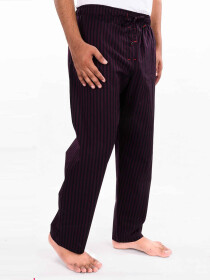 Maroon & Black Lining Cotton Blend Relaxed Pajama