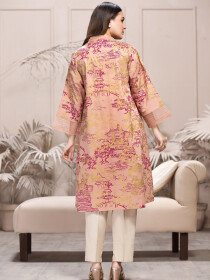 Pink Printed Unstitched Lawn Shirt for Women