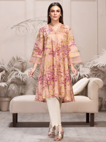 Pink Printed Unstitched Lawn Shirt for Women