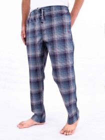 Blue, Green & White Glen Plaid Cotton Relaxed Pajama