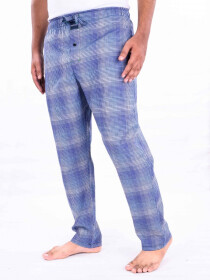 Blue/white Checked Cotton Blend Relaxed Pajama