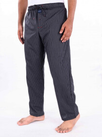 Black & Grey Striped Cotton Blend Relaxed Pajama