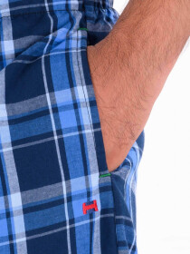 Blue Multi Checked Cotton Blend Relaxed Pajama