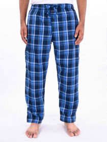 Blue Multi Checked Cotton Blend Relaxed Pajama
