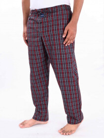 Red & White Multi Checked Cotton Blend Relaxed Pajama