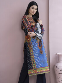 Multicolored Printed Unstitched Lawn Shirt for Women