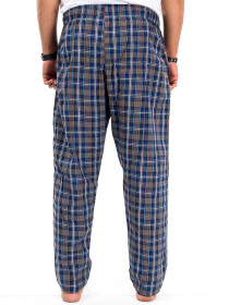 Blue/Beige Multi Check Cotton Relaxed Pajama