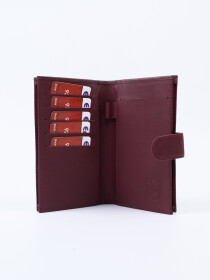 Executive Leather Double Mobile Wallet Burgundy