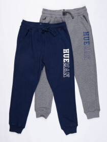 Little Boys Grey/Navy Blue Terry Slim Joggers pack of 2