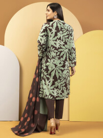 Mint Printed Winter Cotton Unstitched 2 Piece Suit for Women