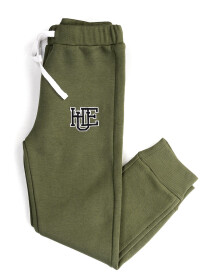 Little Boys Olive Fleece Slim Joggers