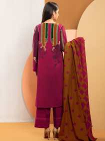 Pink Printed Slub Khaddar Unstitched 2 Piece Suit for Women